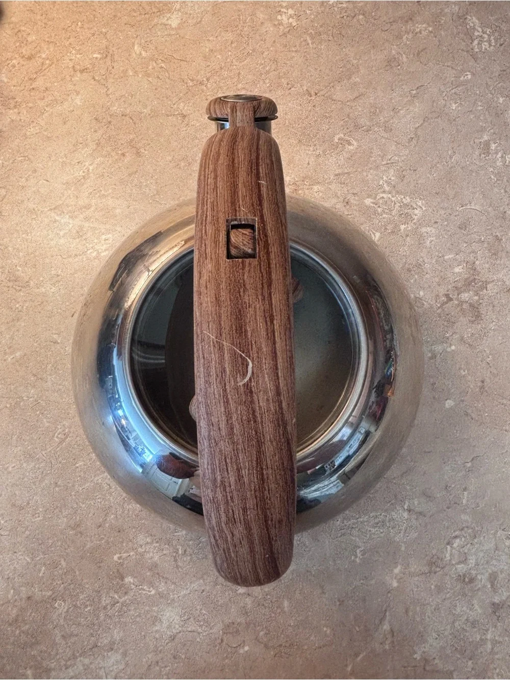 Brandani-Tea Kettle-HQ-Stainless-Faux Wood Soft Touch w/Whistle